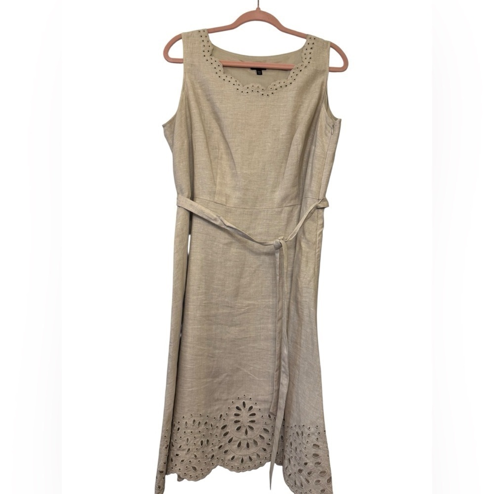 Talbots Linen Belted Sheath Dress